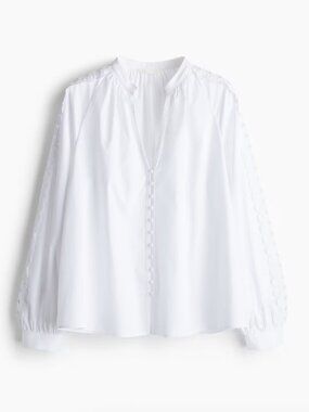 H&M Embroidery-detail cotton blouse, Large